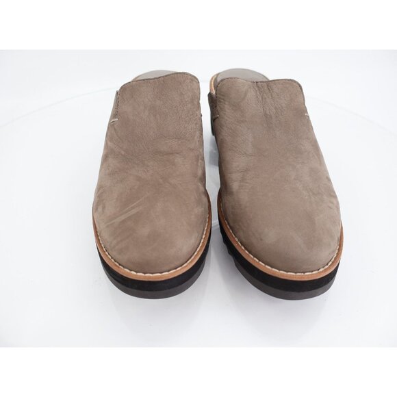 Eileen Fisher Loti Slip On Platform Mules Size 9 Nubuck Leather Beige Slip On - Picture 3 of 13